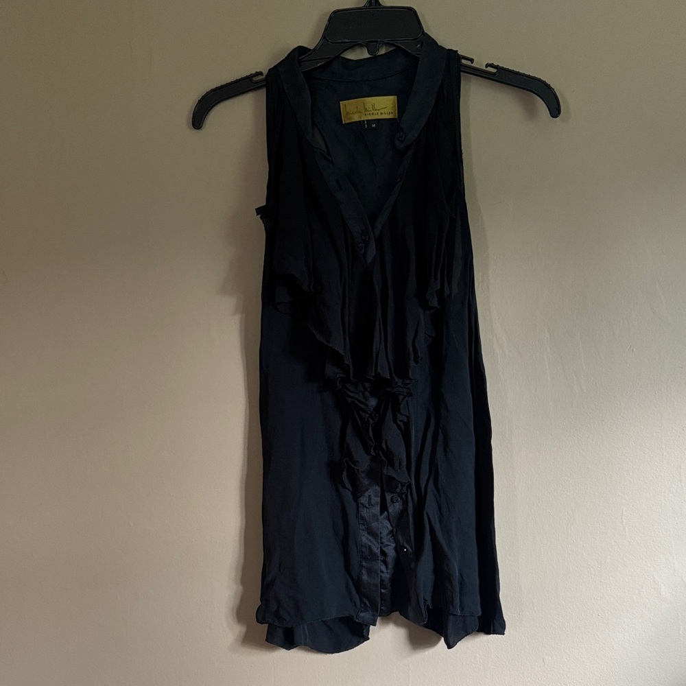 Nicole Miller Elegant Black Sheer Blouse